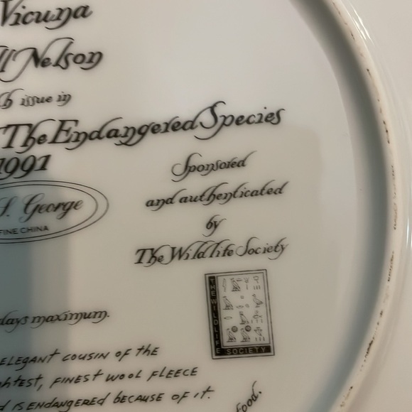 The Vicuña Will Nelson Vintage Last of Their Kind: The Endangered Species Plate - Picture 8 of 15